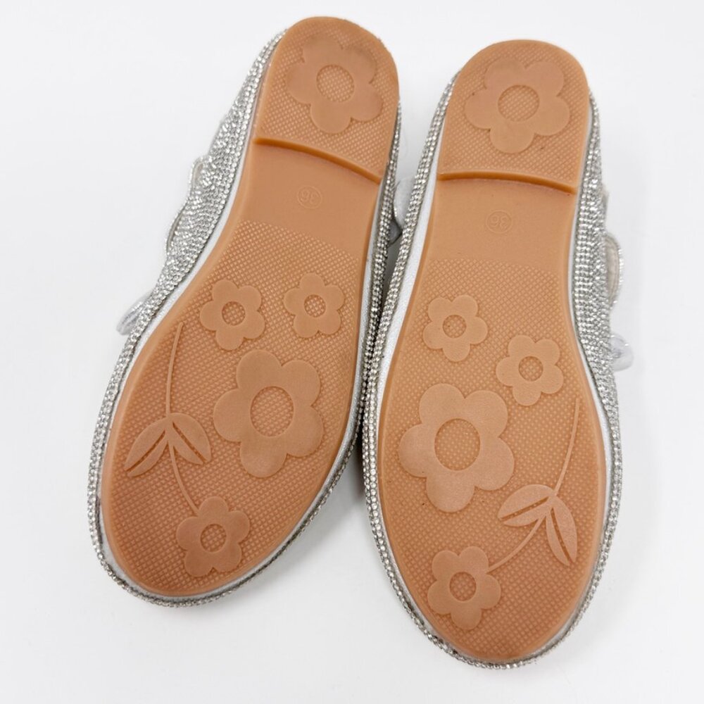 Princess Girls Silver Rhinestone Hook & Loop Mary Jane Shoes  Size 4.5 US 36 EU - Picture 9 of 11